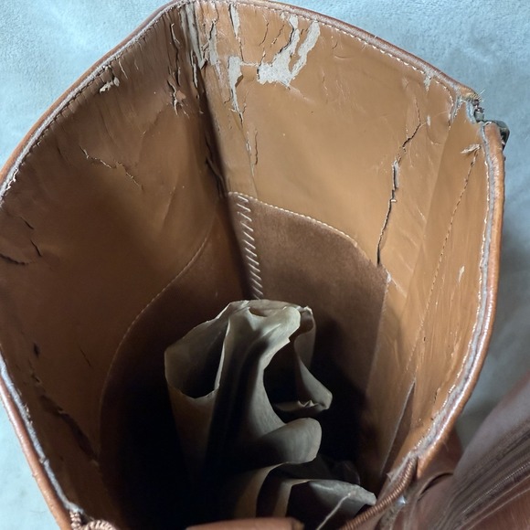 Marc Fisher Cognac Leather Knee High Riding Boots Size 9M *Peeling Inside* - Picture 13 of 13